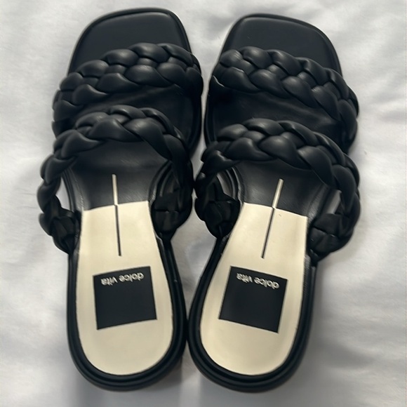 NWOB Dolce Vita Ronin Braided Sandals with Croc Embossed Heel - Picture 5 of 9